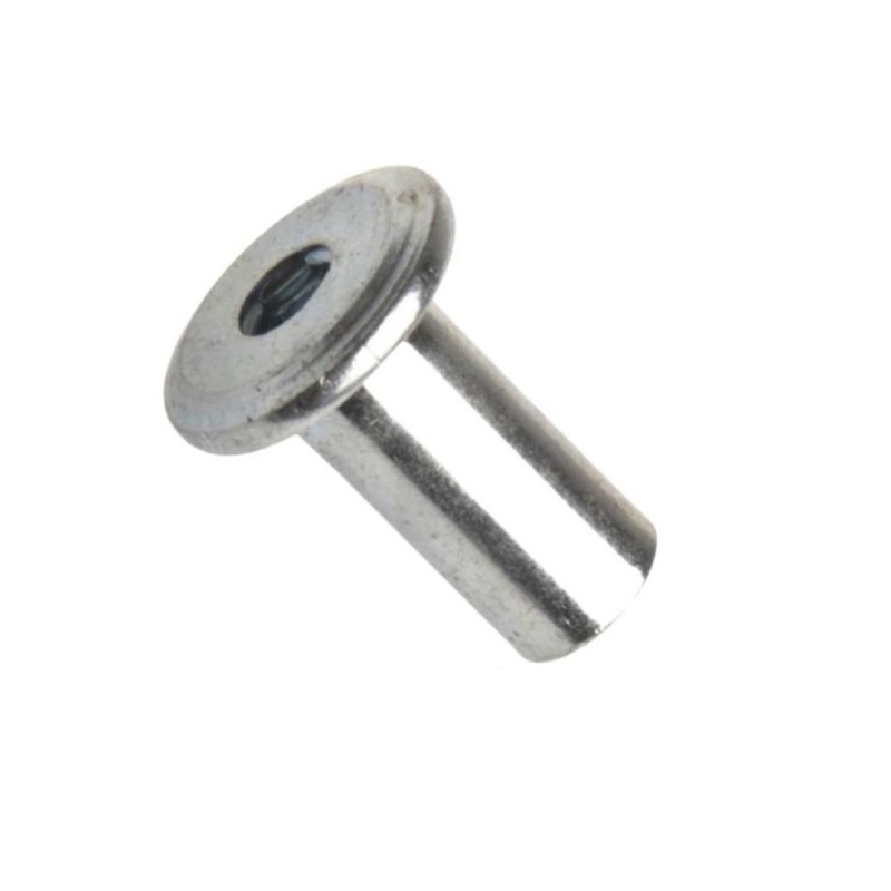 Matice nábytková spojovací s plochou hlavou 15 mm, inbus (sw4), ocel, zinek bílý, m6x17 Matice nábytková spojovací s plochou hlavou 15 mm, inbus (sw4), ocel, zinek bílý, m6x17
