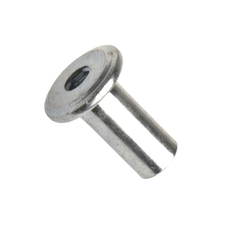 Matice nábytková spojovací s plochou hlavou 17 mm, inbus (sw4), ocel, zinek bílý, m6x17 Matice nábytková spojovací s plochou hlavou 17 mm, inbus (sw4), ocel, zinek bílý, m6x17