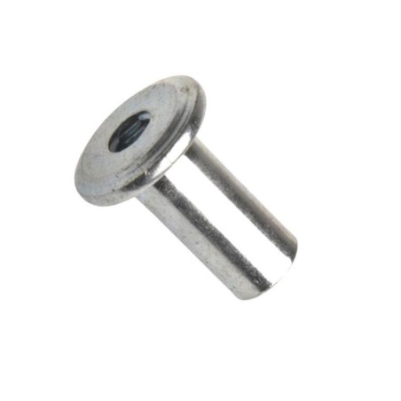 Matice nábytková spojovací s plochou hlavou 17 mm, inbus (sw4), ocel, zinek bílý, m6x17