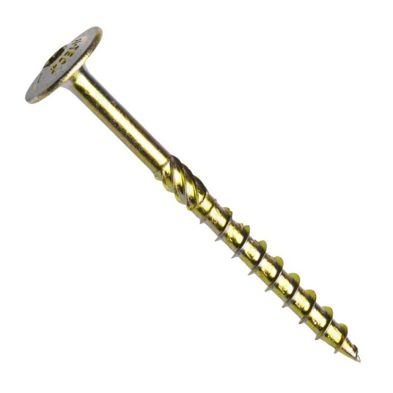 Vrut konstrukční, talířová hlava, torx 30, frézovací segment, špička se zářezem, částečný závit, ocel, zinek žlutý, 6x260 mm