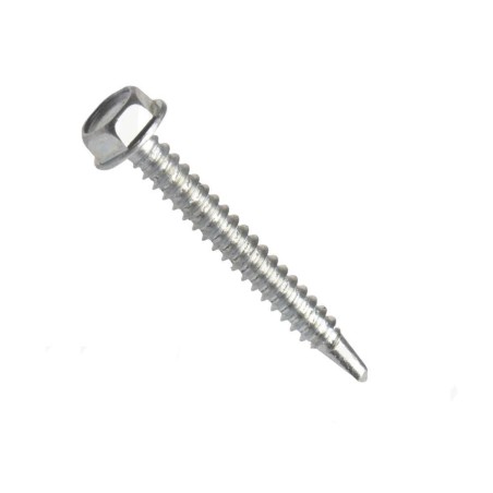 Din 7504-k šroub samovrtný, šestihranná hlava s límcem, ocel, zinek bílý, 4.8x45