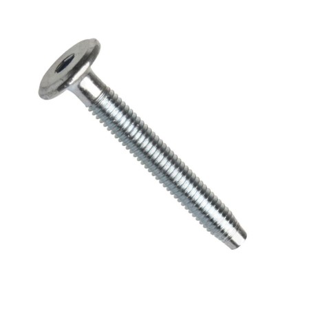 Šroub nábytkový, plochá hlava 17 mm, drážka inbus, ocel 4.6, zinek bílý, m6x50 mm