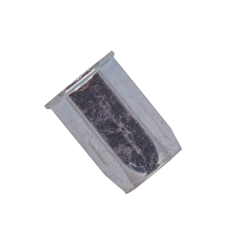 Matice nýtovací, redukovaná zapuštěná hlava, pro metrické rozměry otvorů, hladká, otevřená, ocel, zinek bílý, m4 / 0.5-2.0 mm (0
