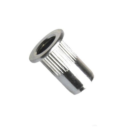 Matice nýtovací, redukovaná zapuštěná hlava, rýhovaná, uzavřená, ocel, zinek bílý, m4 / 0.5-2.0 mm