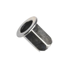 Matice nýtovací, plochá hlava, šestihranná, hladká, otevřená, ocel, zinek bílý, m4 / 0.5-2.0 mm