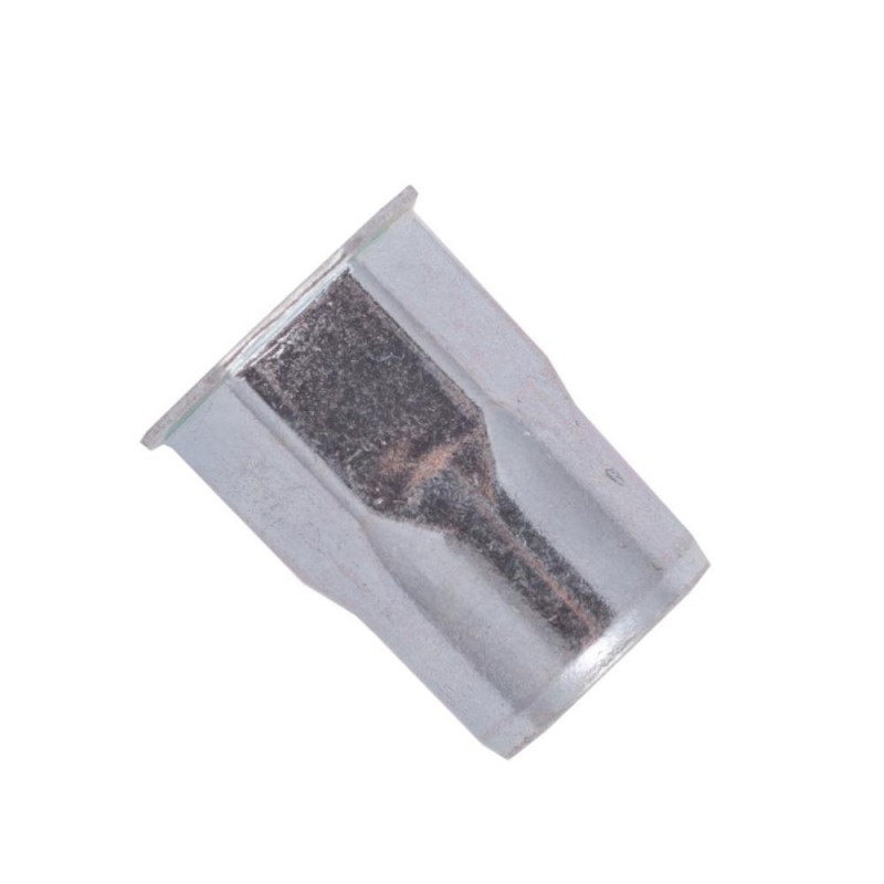 Matice nýtovací, redukovaná zapuštěná hlava, částečně šestihranná, hladká, otevřená, ocel, zinek bílý, m6 / 3.0-6.0 mm Matice nýtovací, redukovaná zapuštěná hlava, částečně šestihranná, hladká, otevřená, ocel, zinek bílý, m6 / 3.0-6.0 mm
