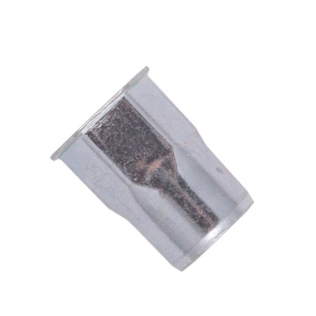 Matice nýtovací, redukovaná zapuštěná hlava, částečně šestihranná, hladká, otevřená, ocel, zinek bílý, m6 / 3.0-6.0 mm
